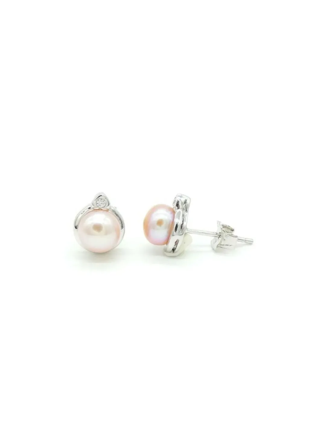 Discount Pendientes perla cultivada rosa plata de Ley rodiada Pendientes De Plata
