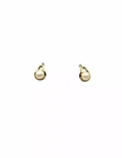 Outlet Pendientes perla y circonitas oro 18k Pendientes De Oro