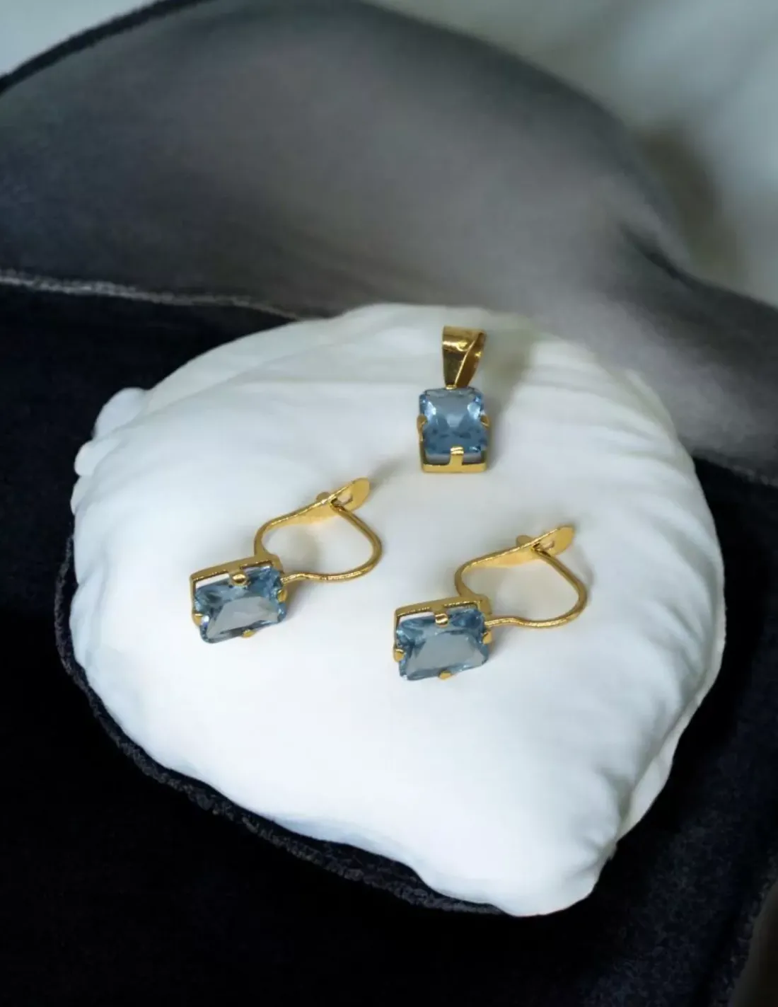 Hot Pendientes piedra agua marina oro 18k Pendientes De Oro
