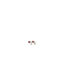 New Pendientes plata bebé perla roja y flor circonita Pendientes De Plata