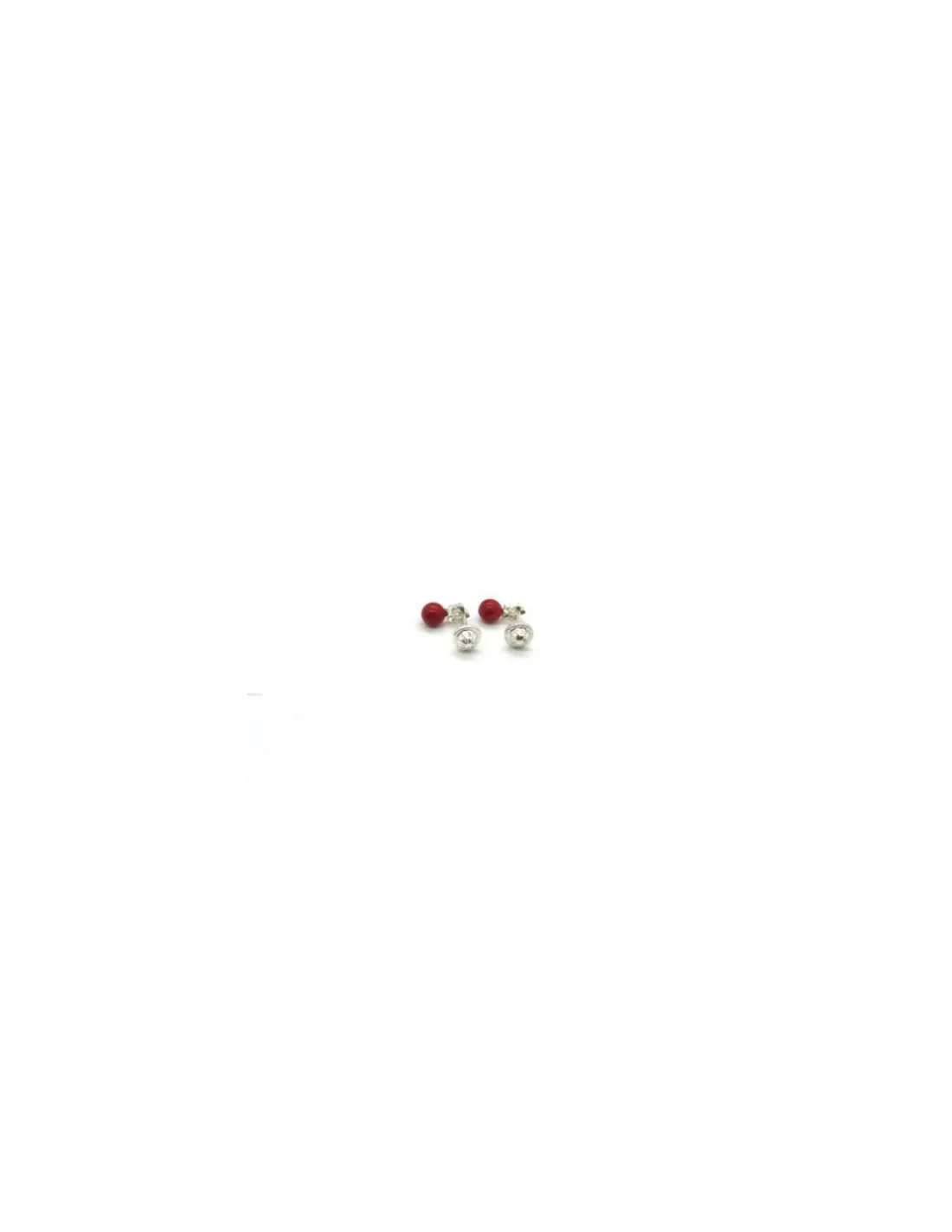 New Pendientes plata bebé perla roja y flor circonita Pendientes De Plata