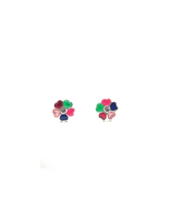 Best Sale Pendientes plata flor circonita esmalte multicolor Pendientes De Plata