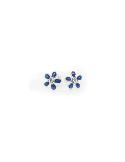 Online Pendientes plata margarita esmalte azul Pendientes De Plata