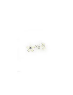 Online Pendientes plata margarita esmalte blanco Pendientes De Plata