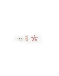 Discount Pendientes plata margarita esmalte rosa Pendientes De Plata