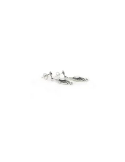 Sale Pendientes Plata óxido marquesitas nácar blanco con corona Pendientes De Plata