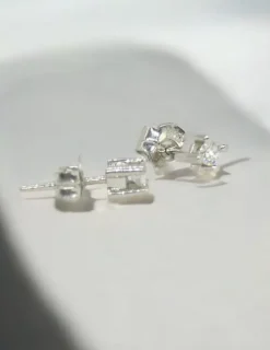 Hot Pendientes PLATINO 4 garras cuadrado diamantes 0.18ct Platino|Pendientes Con Brillantes