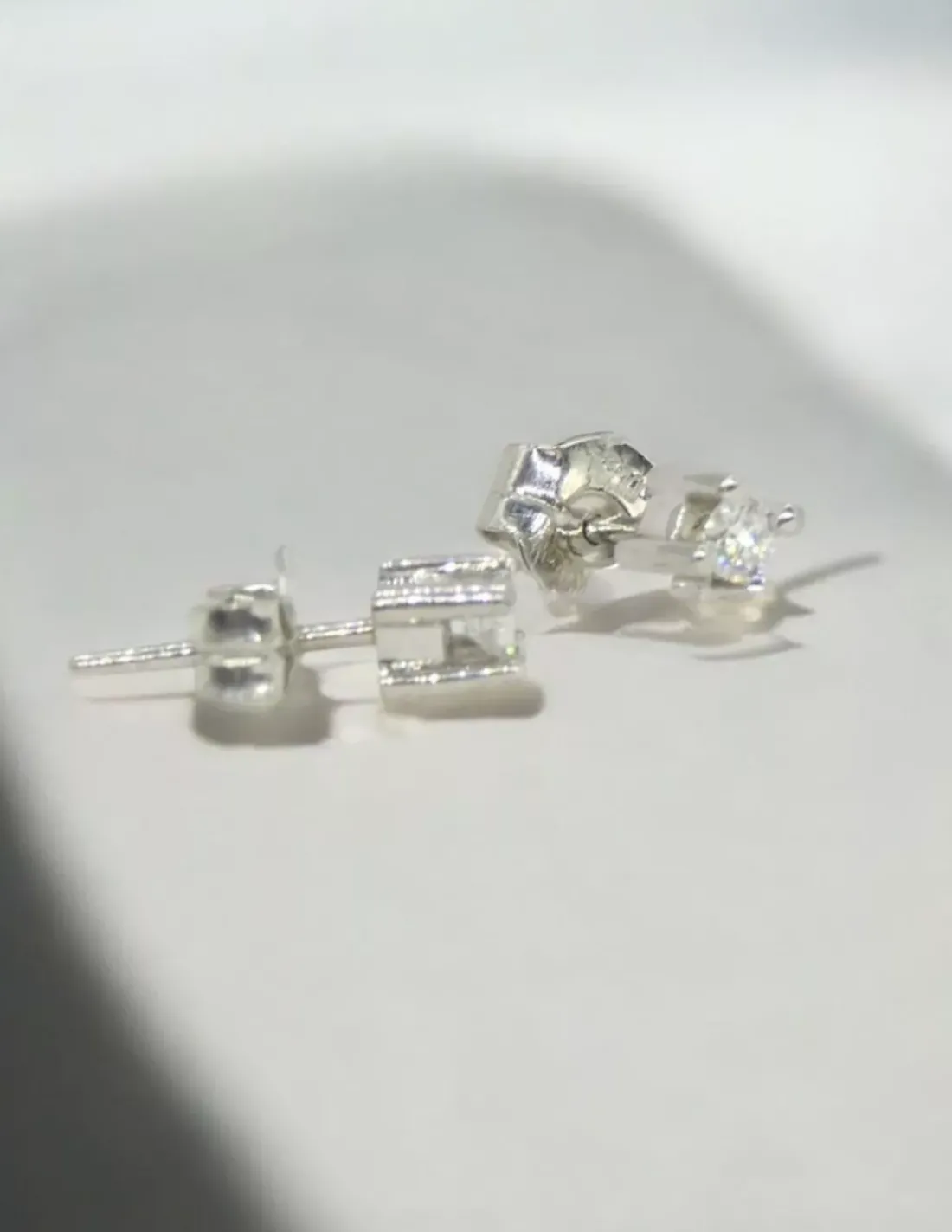 Hot Pendientes PLATINO 4 garras cuadrado diamantes 0.18ct Platino|Pendientes Con Brillantes