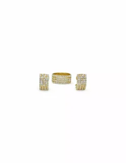 Discount Pendientes rectangulares fila circonitas oro 18k Pendientes De Oro