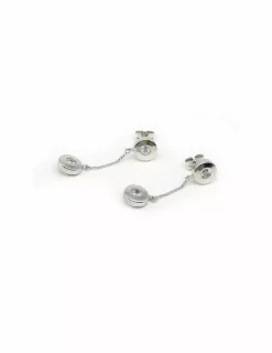 Clearance Pendientes redondos largos oro blanco 18k Pendientes De Oro