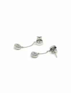 Clearance Pendientes redondos largos oro blanco 18k Pendientes De Oro