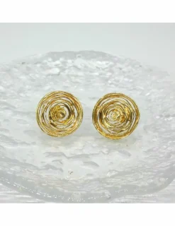 Discount Pendientes redondos líneas oro 18k Pendientes De Oro