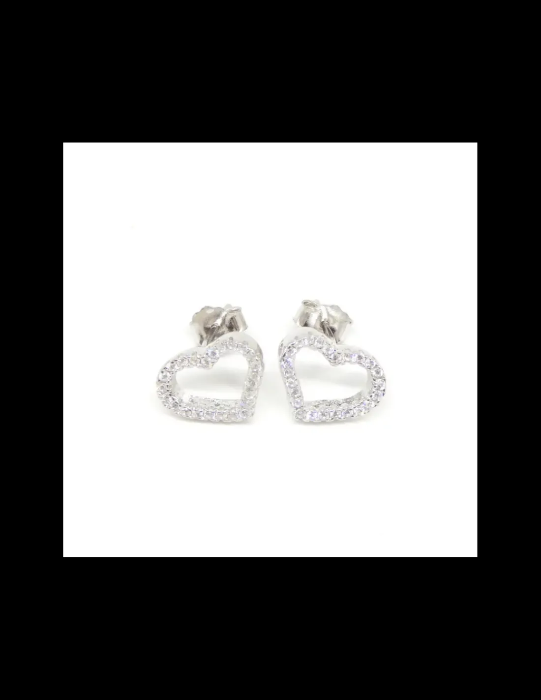 Fashion Pendientes silueta corazón circonitas plata de Ley rodiada Pendientes De Plata