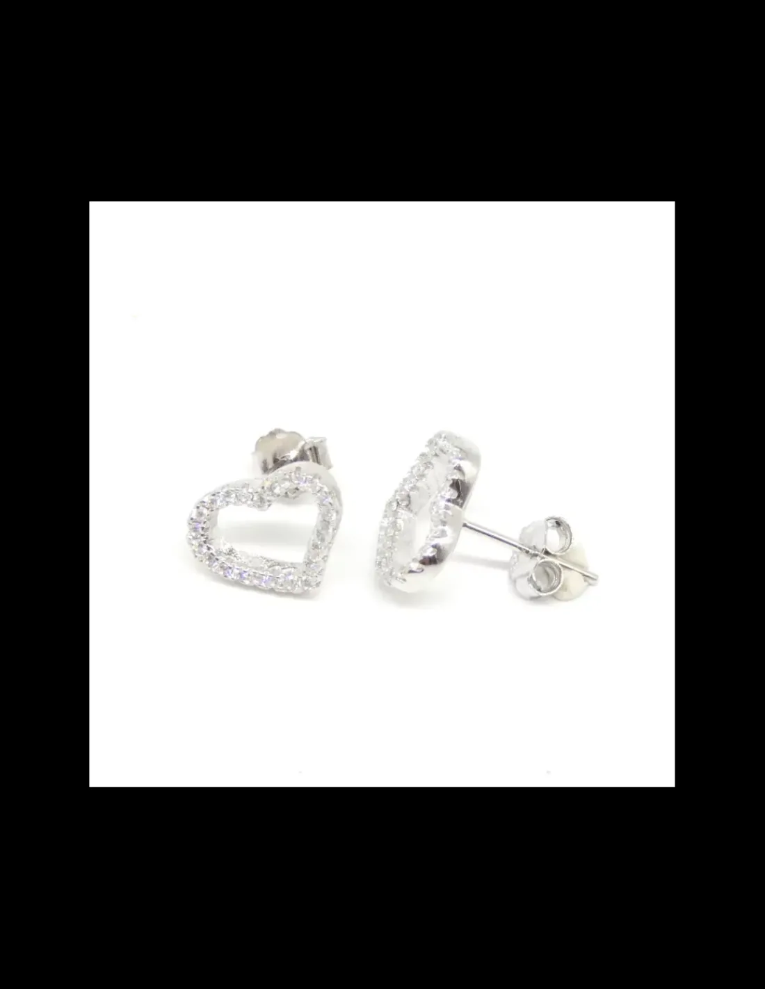 Fashion Pendientes silueta corazón circonitas plata de Ley rodiada Pendientes De Plata
