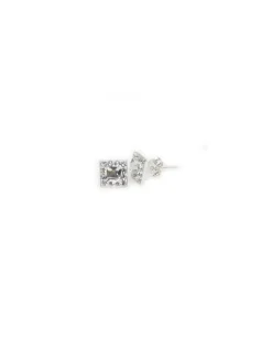 New Pendientes swarovski cuadrados 7mm blanco Plata de Ley Pendientes De Plata