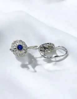 Discount Pendientes tallaje antiguo con circonitas y circonita azul oro blanco 18k Pendientes De Oro