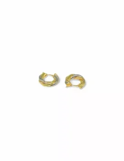 Hot Pendientes tipo aros enlazados tres oros 18k Aros De Oro|Pendientes De Oro