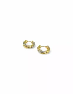 Hot Pendientes tipo aros enlazados tres oros 18k Aros De Oro|Pendientes De Oro