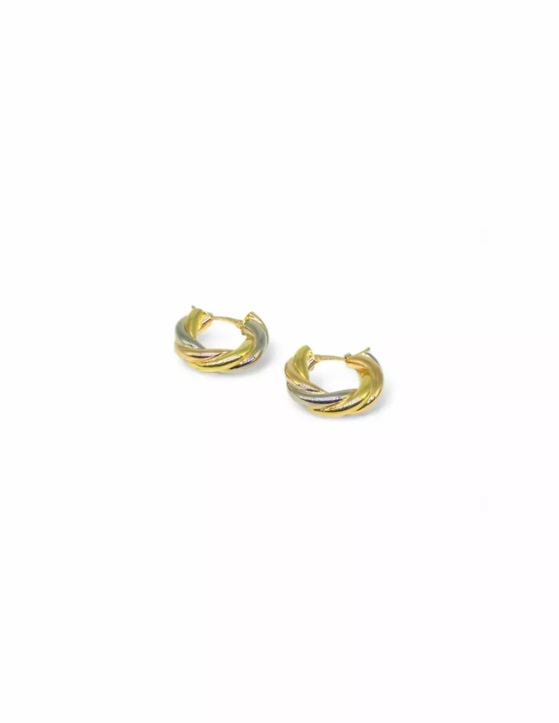 Hot Pendientes tipo aros enlazados tres oros 18k Aros De Oro|Pendientes De Oro
