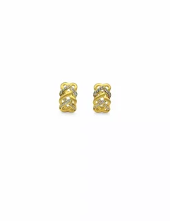 Discount Pendientes trenzados y calados con circonitas oro 18k Pendientes De Oro