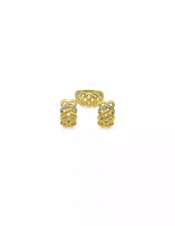 Discount Pendientes trenzados y calados con circonitas oro 18k Pendientes De Oro