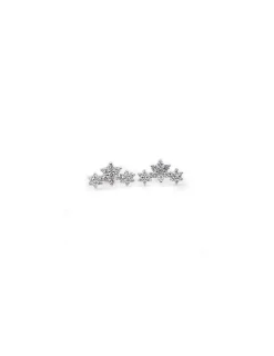Shop Pendientes trepadores tres flores circonitas plata Pendientes De Plata