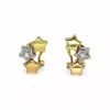 Cheap Pendientes tres estrellas con circonitas oro bicolor 18k Pendientes De Oro