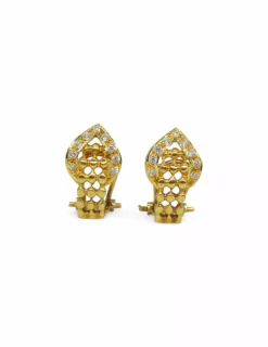 Best Sale Pendientes tres filas bolitas con motivo circonitas oro 18k Pendientes De Oro