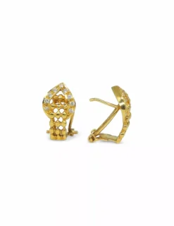 Best Sale Pendientes tres filas bolitas con motivo circonitas oro 18k Pendientes De Oro