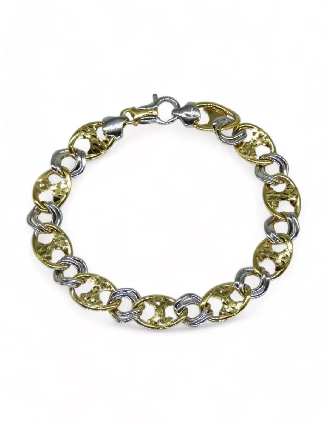 New Pulsera ancla bicolor oro 18k - 18.5cm Pulseras De Plata|Pulseras De Oro