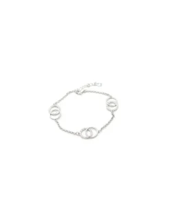 New Pulsera aros entrelazados con circonitas plata rodio - 17cm Pulseras De Oro Grabado|Pulseras De Oro