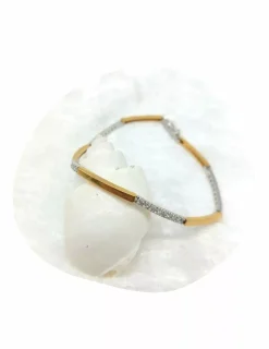 Hot Pulsera barras lisas y circonitas oro 18k - 18cm Pulseras De Plata|Pulseras De Oro