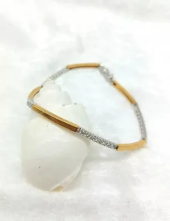 Hot Pulsera barras lisas y circonitas oro 18k - 18cm Pulseras De Plata|Pulseras De Oro