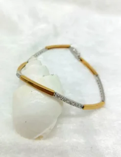 Hot Pulsera barras lisas y circonitas oro 18k - 18cm Pulseras De Plata|Pulseras De Oro