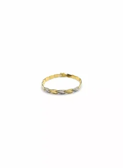 Discount Pulsera bicolor eslabones 3 líneas oro 18k - 18cm Pulseras De Plata|Pulseras De Oro