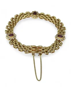 Cheap Pulsera bismark de 5 filas con piedras rosa y circonitas oro 18k - 20cm Pulseras De Plata|Pulseras De Oro