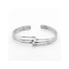 Online Pulsera brazalete plata rígida tres aros con pico en el centro - 18.50cm Pulseras De Oro Grabado|Pulseras De Oro