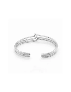 Online Pulsera brazalete plata rígida tres aros con pico en el centro - 18.50cm Pulseras De Oro Grabado|Pulseras De Oro
