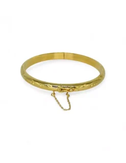 Shop Pulsera caña labrada c.seguirdad oro 18k - 6.5cm Cañas|Pulseras De Plata