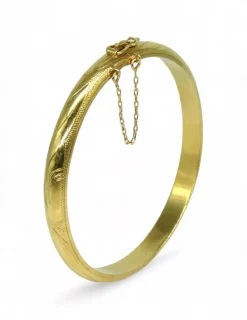 Store Pulsera caña labrada oval c. seguridad oro 18k - 19cm Cañas|Pulseras De Plata