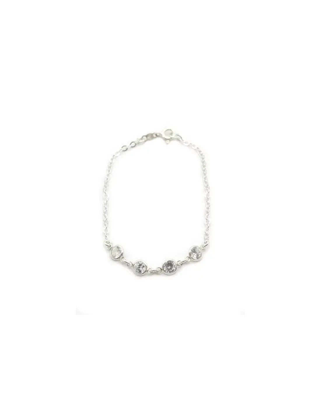 New Pulsera cadena forzada circonitas blancas Plata de Ley - 18cm Pulseras De Oro Grabado|Pulseras De Oro