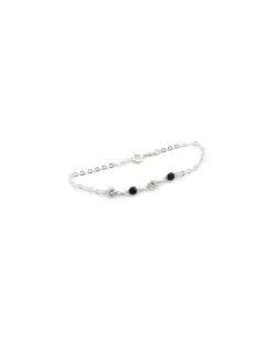 Discount Pulsera cadena forzada circonitas blancas y negras Plata de Ley - 18cm Pulseras De Oro Grabado|Pulseras De Oro