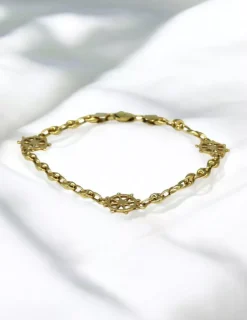 New Pulsera calabrote con tres timones oro 18k - 19cm Pulseras De Plata|Pulseras De Oro