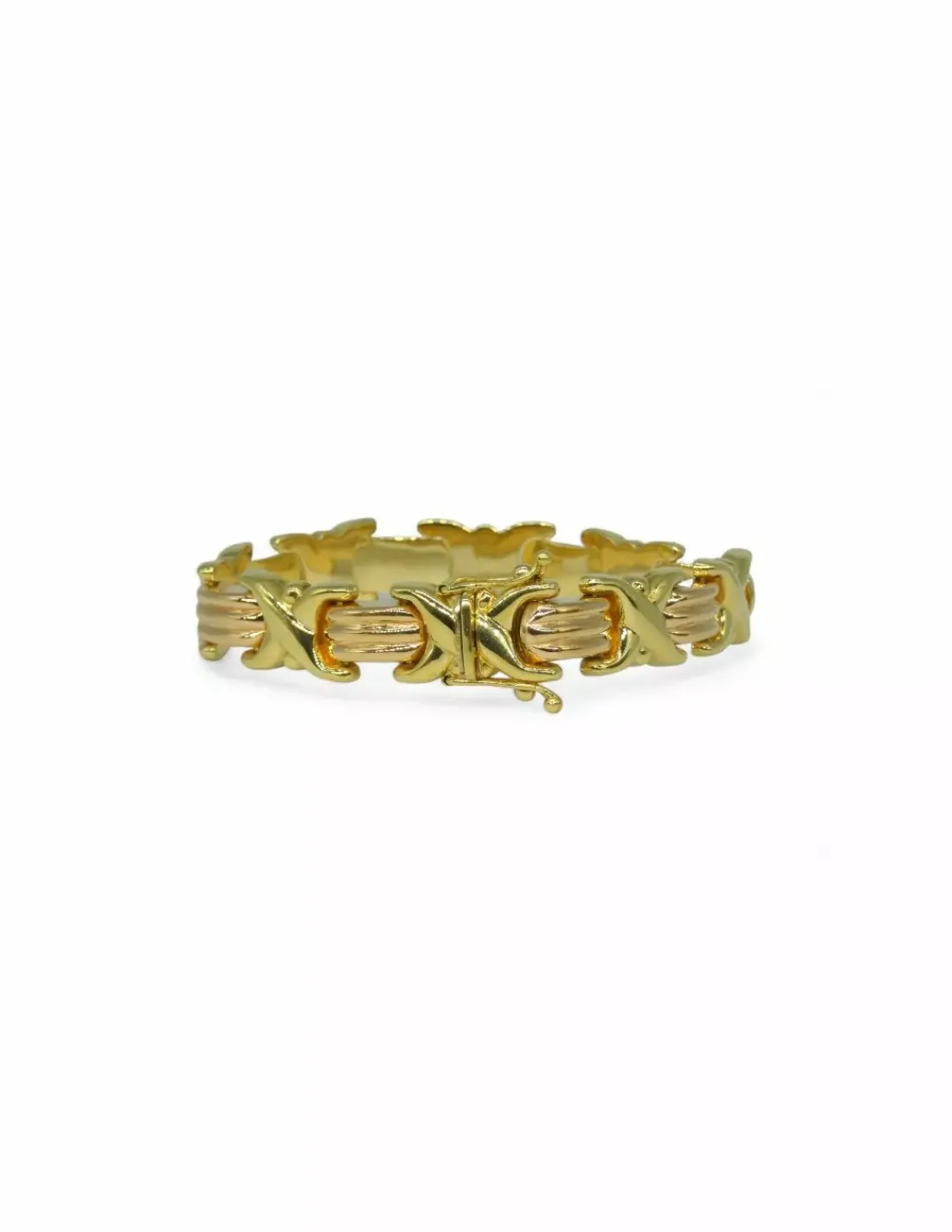 Fashion Pulsera calada bicolor forma x oro 18k - 20cm Pulseras De Plata|Pulseras De Oro