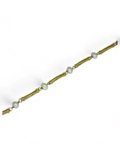 Store Pulsera cinco perlas y barras oro 18k - 18cm Pulseras De Plata|Pulseras De Oro