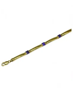 Hot Pulsera cinco piedras lila oro 18k - 18cm Pulseras De Plata|Pulseras De Oro