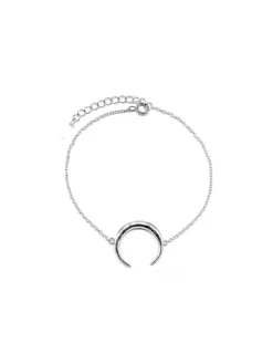 Fashion Pulsera con media luna plata de Ley - 16cm Pulseras De Oro Grabado|Pulseras De Oro