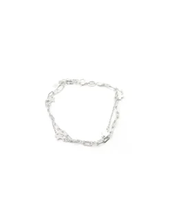 Best Sale Pulsera doble cadena estrellas Plata 925 rodio - 17cm Pulseras De Oro Grabado|Pulseras De Oro