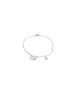 Discount Pulsera  dos aros y chatón circonitas plata de Ley - regulable Pulseras De Oro