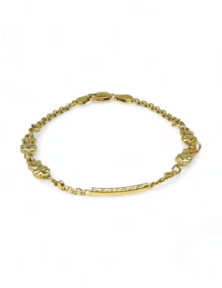Clearance Pulsera eslabón alargado y ositos oro 18k -19cm Pulseras De Plata|Pulseras De Oro